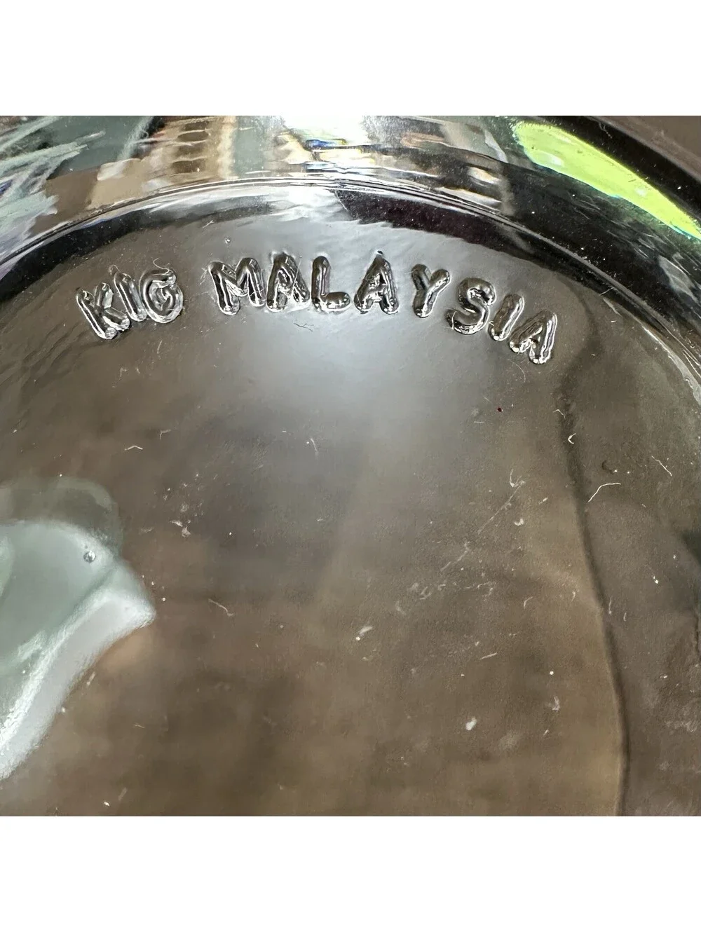 Vintage KIG Malaysia King's Crown Thumbprint Clear Glass Berry Serving Bowl 6